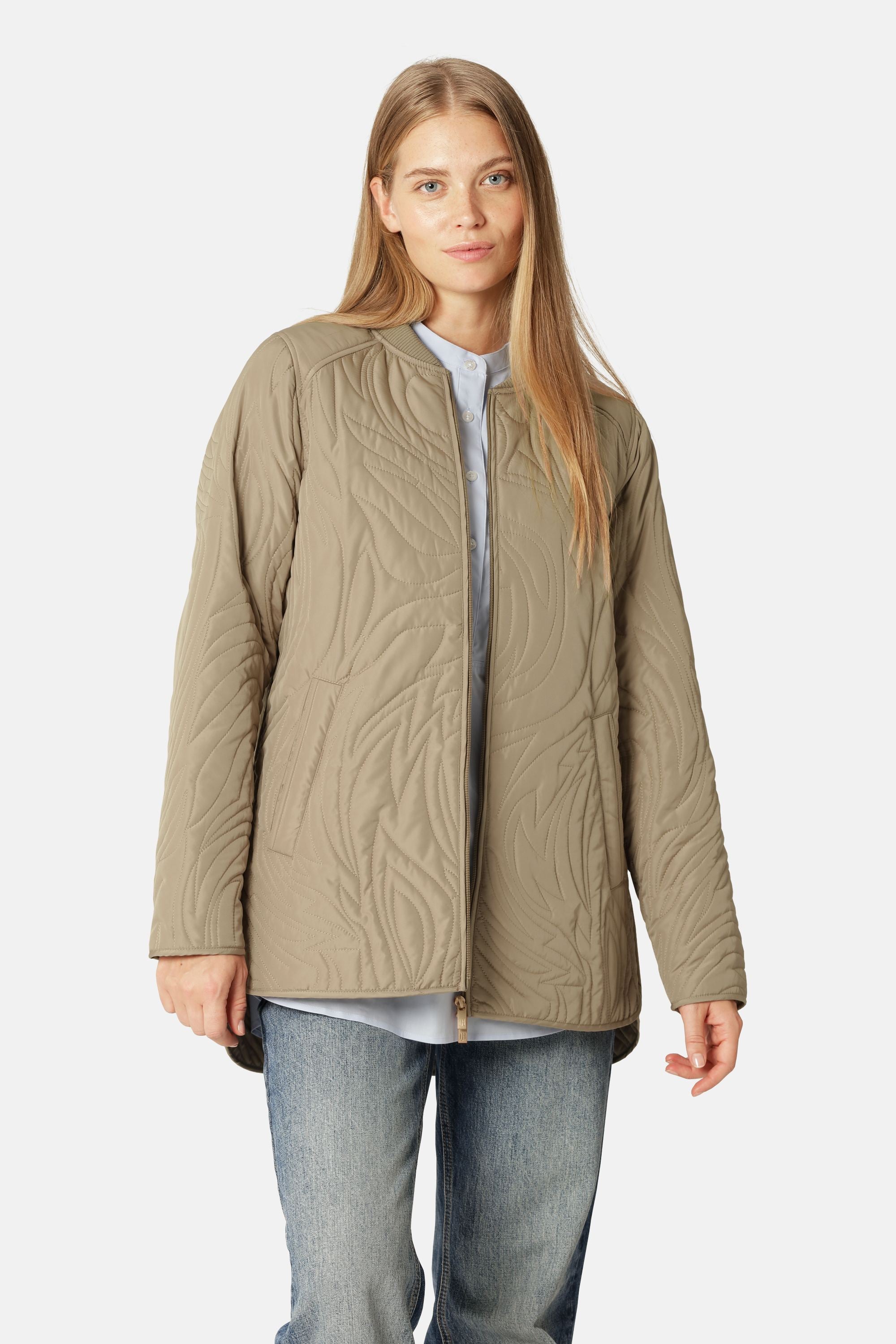 Kort Quiltad Jacka - Greige